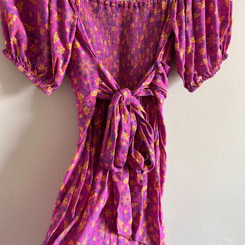 Spell & The Gypsy Madame Peacock Sweetheart Mini Dress | Boysenberry | Size Smal